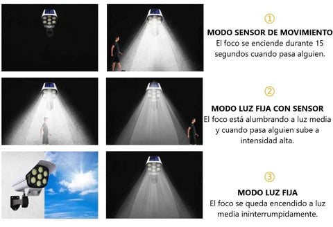FOCO SOLAR TIPO CAMARA DE SEGURIDAD