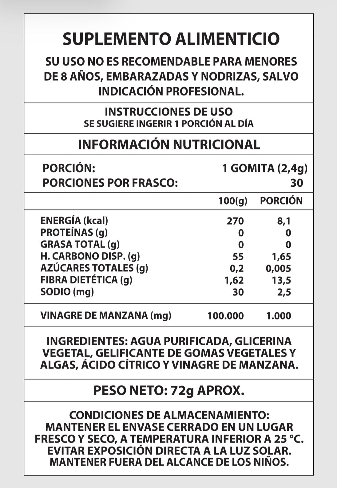 GOMITAS VINAGRE DE MANZANA 30uni