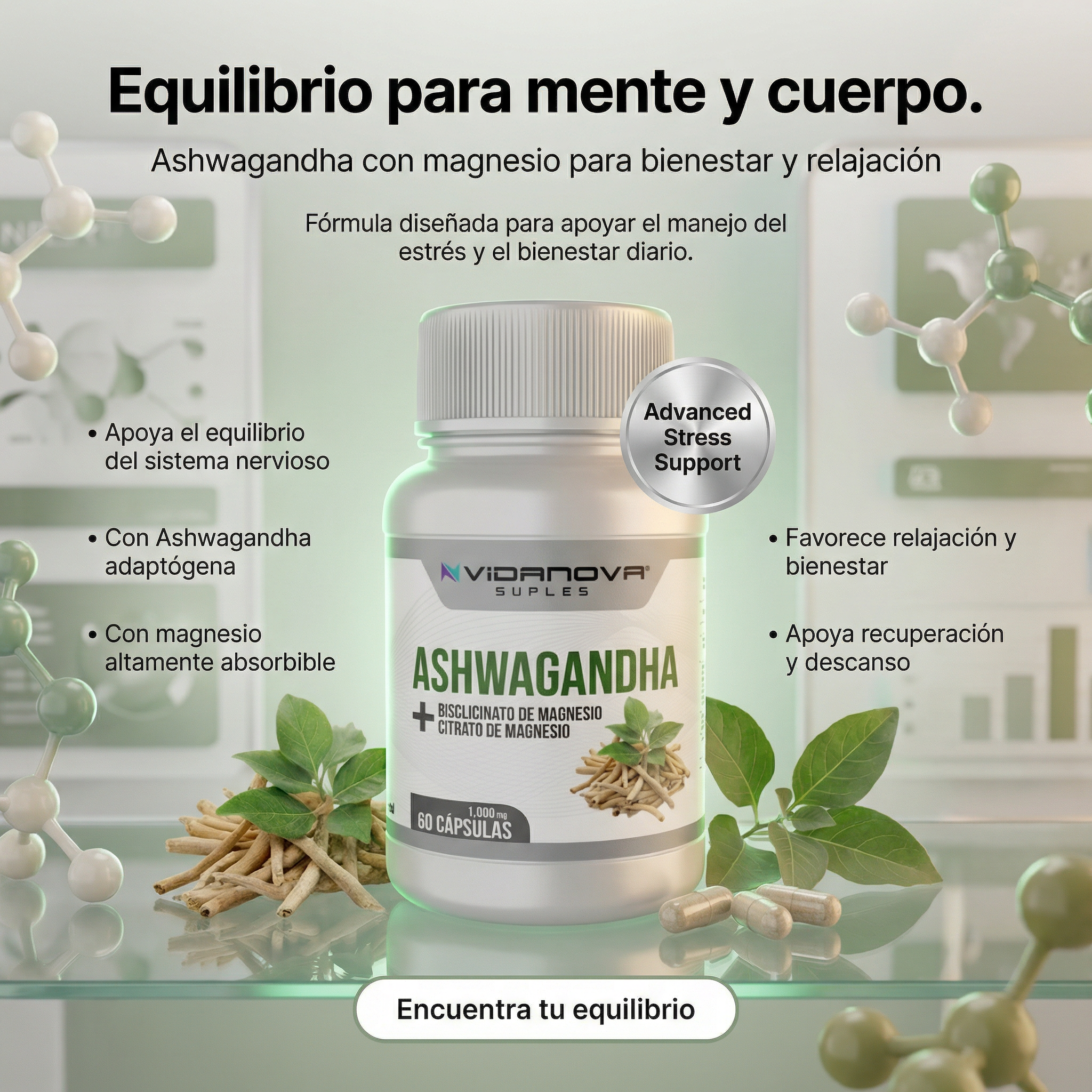 Ashwagandha + Magnesio 1000mg 60 CAPS