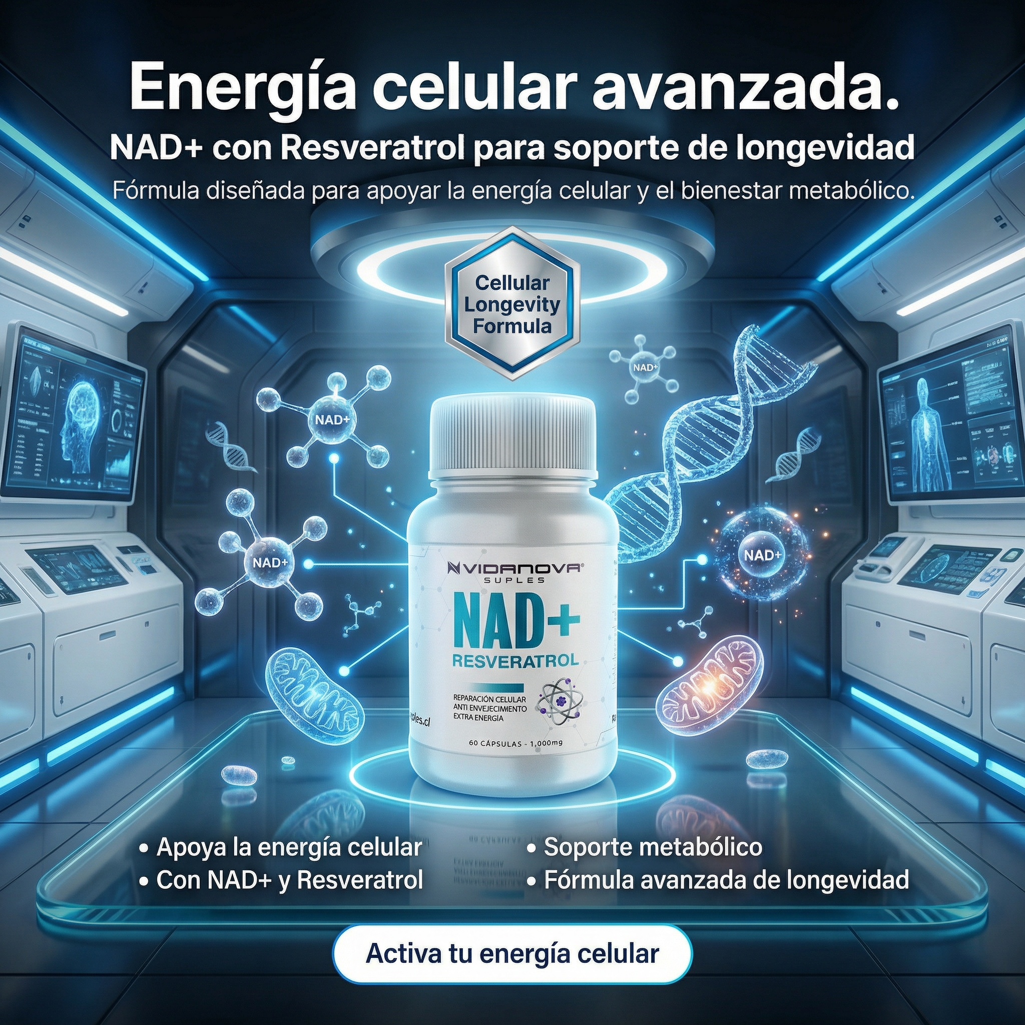 NAD+ RESVERATROL 1000MG 60 CAPS